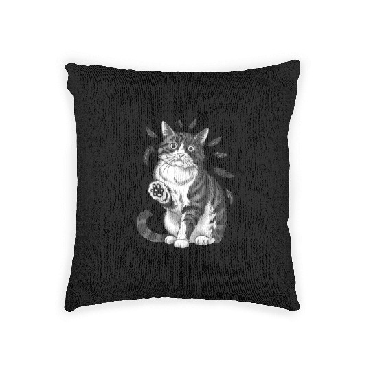 Black Cat Says I'm Fine Everything Is Fine Woven Pillows