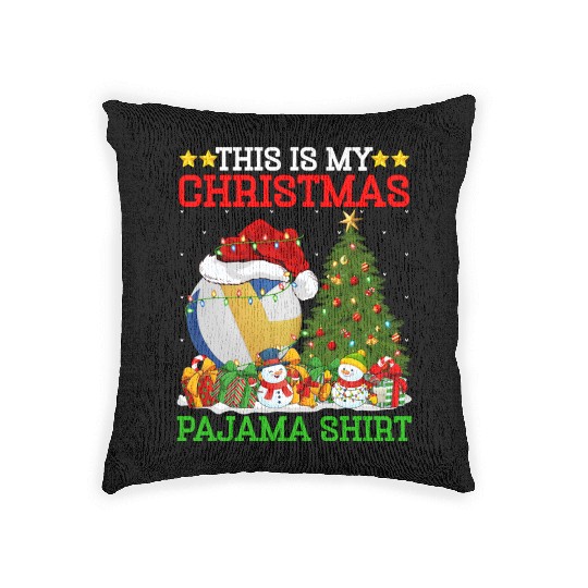 Volleyball Christmas Tree Lights Woven Pillows