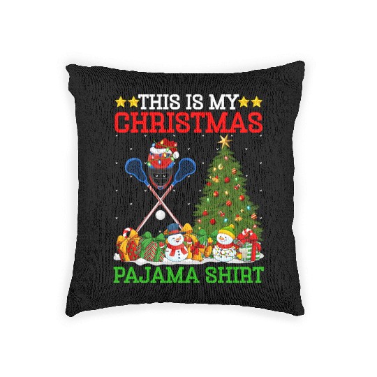Lacrosse Christmas Tree Lights Woven Pillows