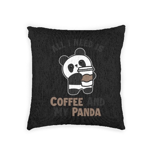 Coffee and my Panda Panda Bear Friend Lover Giant Woven Pillows