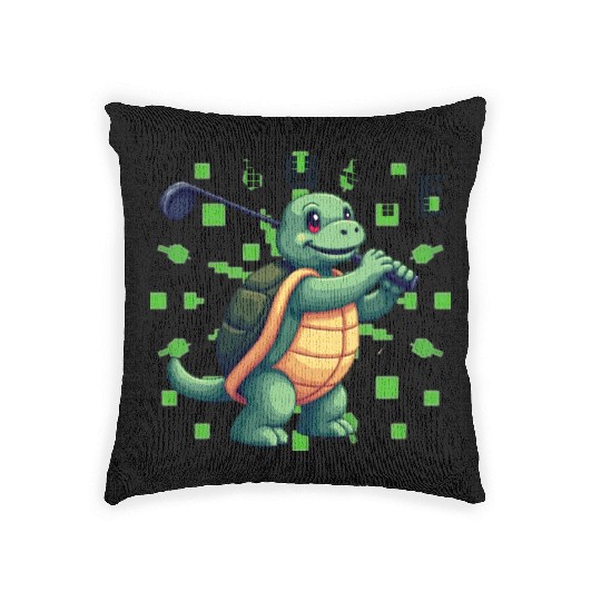 Golfing Turtle Woven Pillows