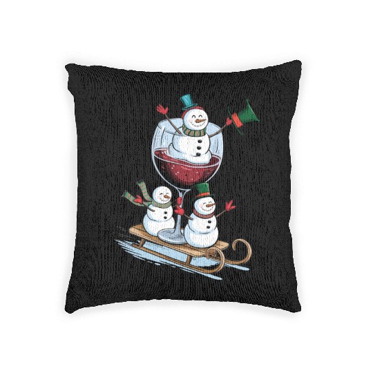 Christmas Wine Glasses Woven Pillows