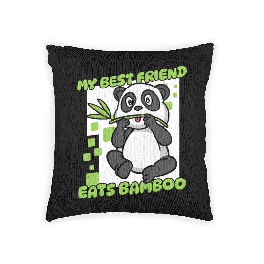 My Best Friend Eats Bamboo Panda Bear Friend Woven Pillows