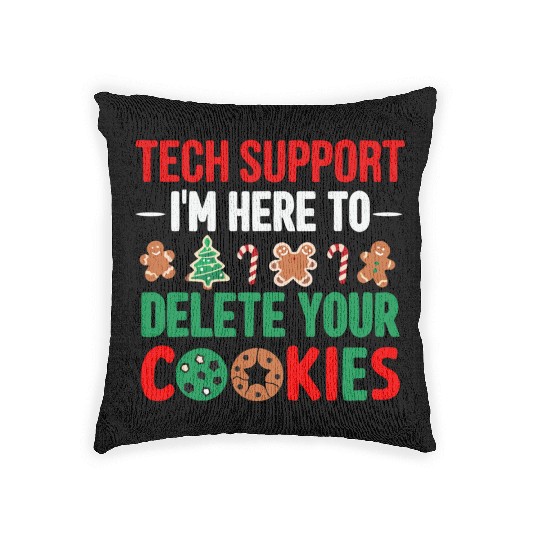 Tech Support Christmas Cookies Women Men Funny Woven Pillows
