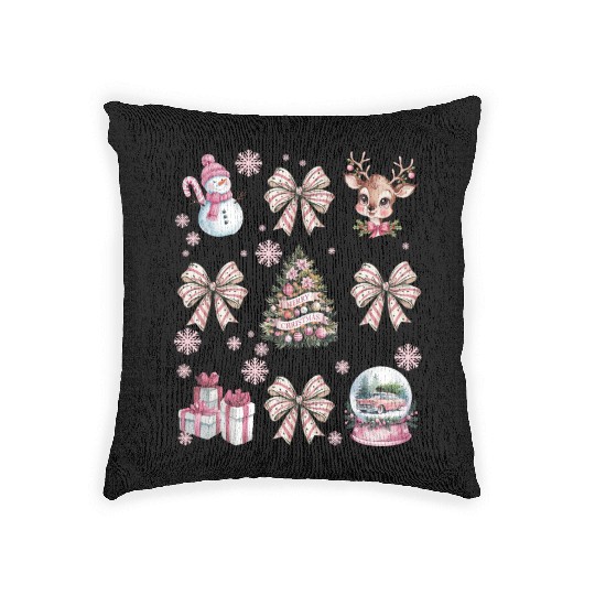 Christmas Coquette Bow, Cute Christmas Snowman Woven Pillows