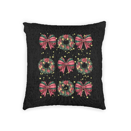 Christmas wreath, Christmas Coquette Bow Woven Pillows