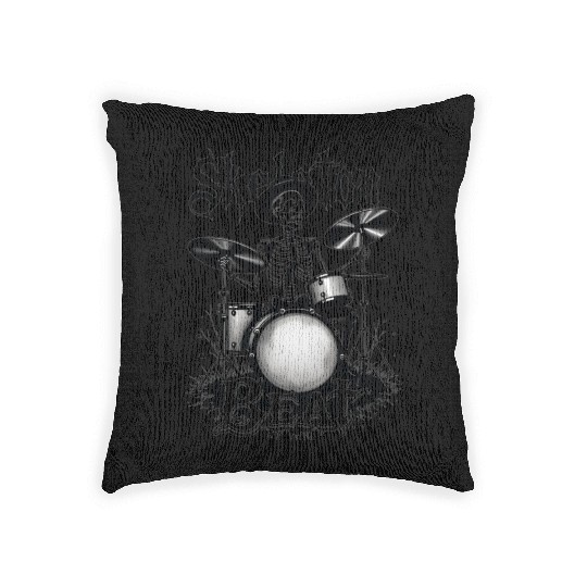 Skeleton Beat: Funny Cowboy Skeleton Playing Drums Woven Pillows