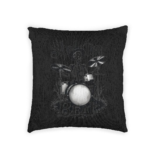 Skeleton Beat: Funny Cowboy Skeleton Playing Drums Woven Pillows