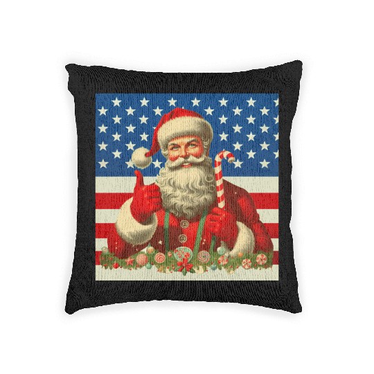 Patriotic Retro Santa: A Classic Christmas with Am Woven Pillows