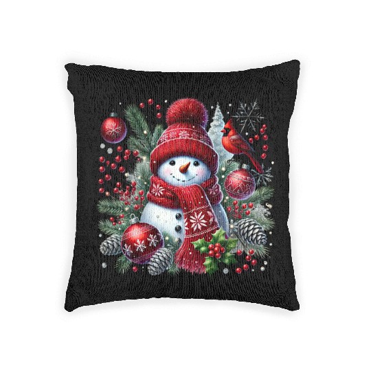 Snowman Christmas, Merry Christmas Woven Pillows