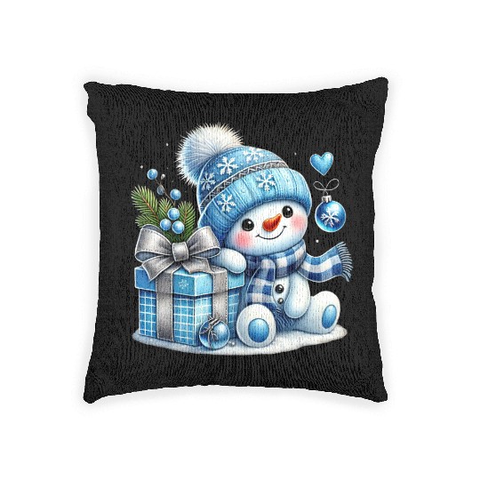 Cute Snowman, Christmas Snowman, Merry Christmas Woven Pillows