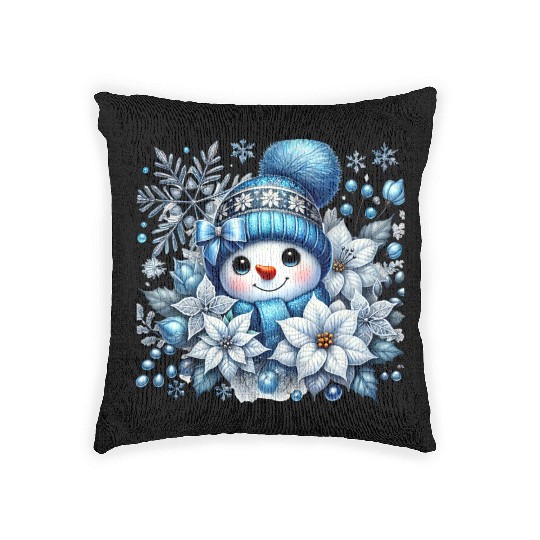 Cute Snowman, Christmas Snowman, Merry Christmas Woven Pillows