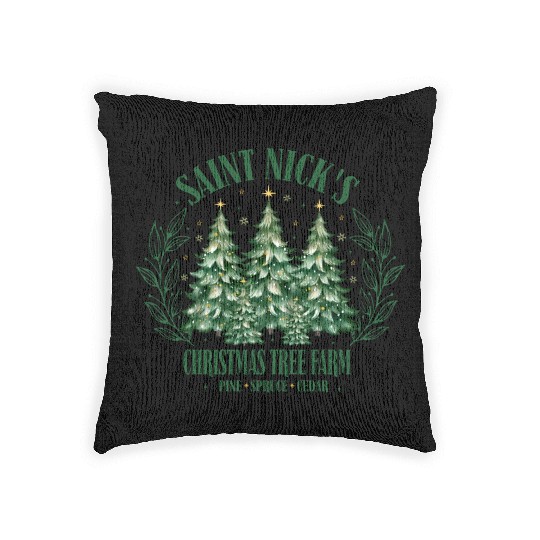 SAINT NICKS CHRISTMAS TREE FARM Woven Pillows