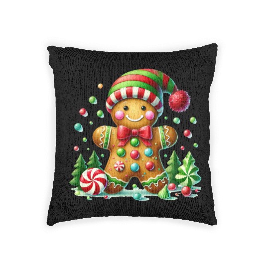 Gingerbread Christmas, Merry Christmas Woven Pillows