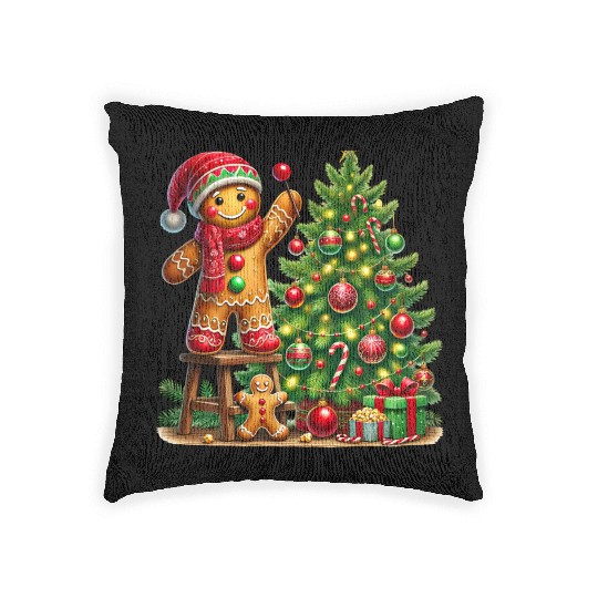Gingerbread Christmas, Merry Christmas Woven Pillows
