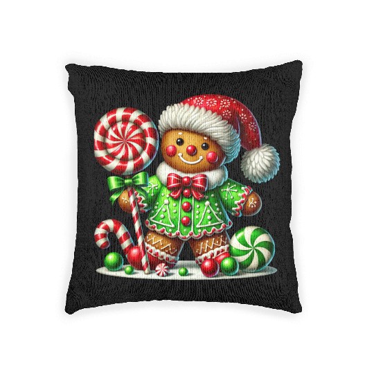 Gingerbread Christmas, Merry Christmas, Candy Woven Pillows