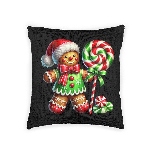 Gingerbread Christmas, Merry Christmas, Candy Woven Pillows