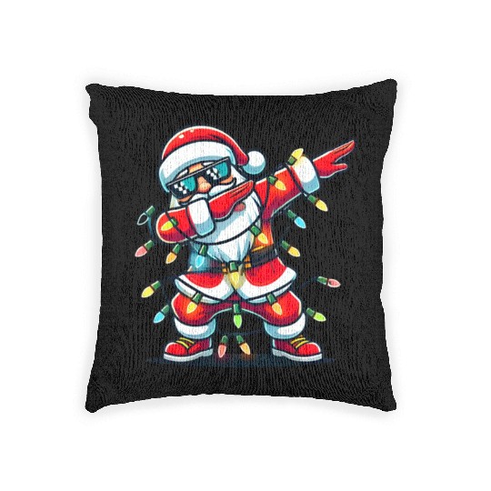 Dabbing Santa Christmas Woven Pillows