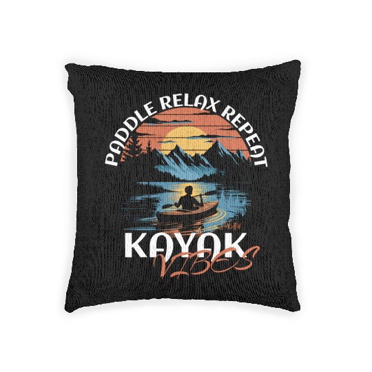 Paddle Relax Repeat Kayak Fishing Vibes Design Woven Pillows