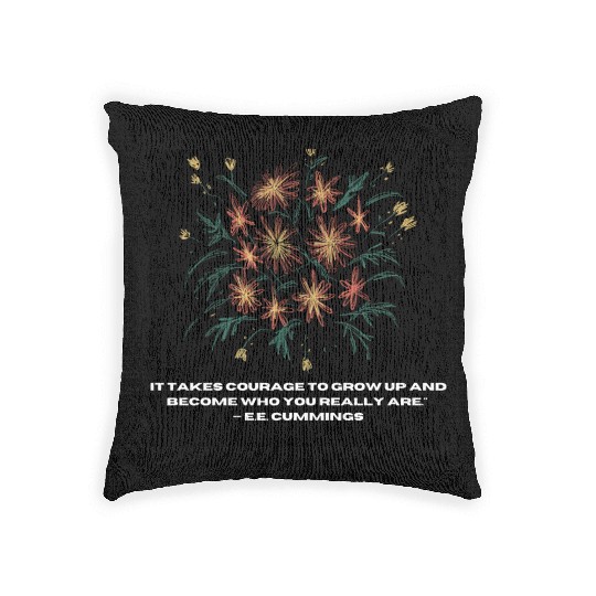 inspirational quotes, flower theme Woven Pillows