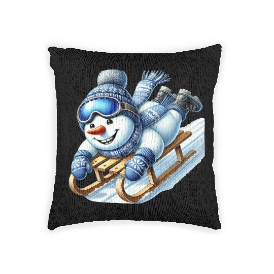 Snowman Christmas, Merry Christmas, Snowman Winter Woven Pillows