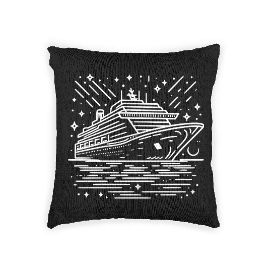 Minimalistic Vector Cruise Ship path4 Woven Pillows