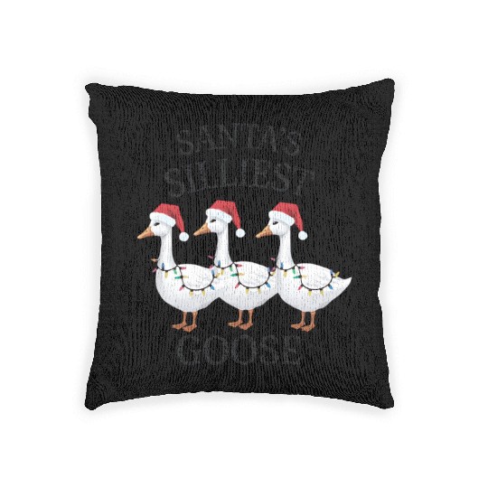 Santa's Silliest Goose Christmas Woven Pillows
