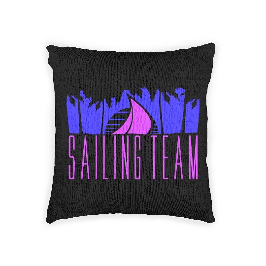 Sailing Team Ship Sun Palm Trees Sunset Sunrise Woven Pillows