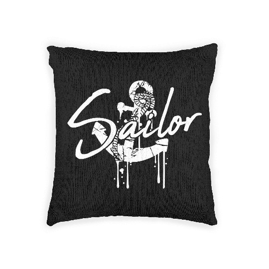 Sailor Anchor Graffiti Drops Sailing Text Saying Woven Pillows