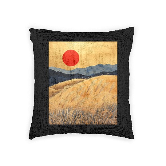 Sunset Serenity: Susuki Fields in Twilight Woven Pillows