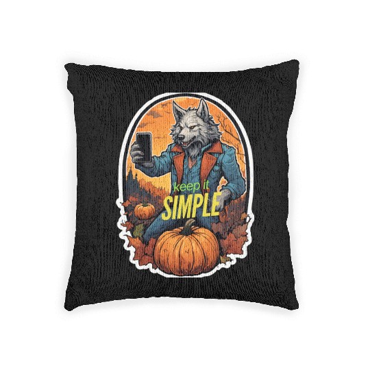 Werewolf Selfie: Pumpkin Patch Edition Unique T-Sh Woven Pillows