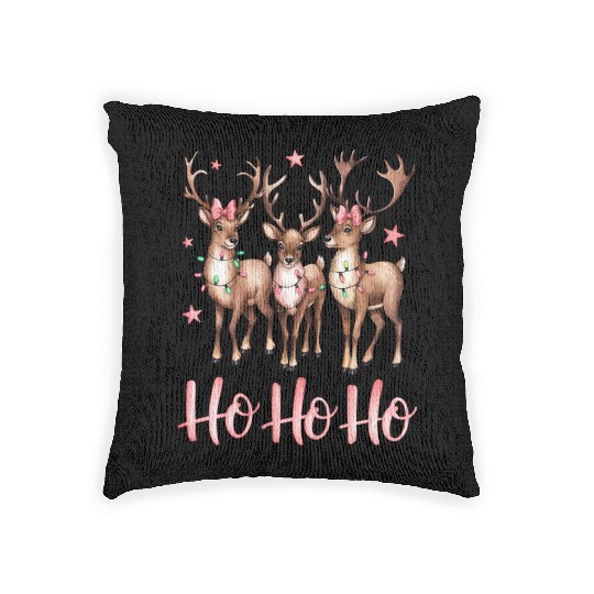 Ho Ho Ho Deer, Merry Christmas Woven Pillows