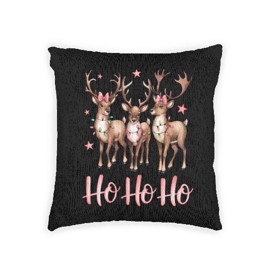Ho Ho Ho Deer, Merry Christmas Woven Pillows
