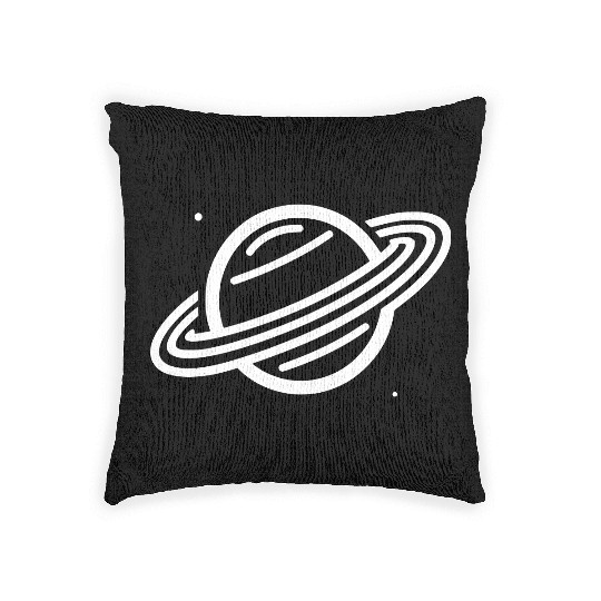 Minimalistic Saturn Planet Space Vector path40 Woven Pillows
