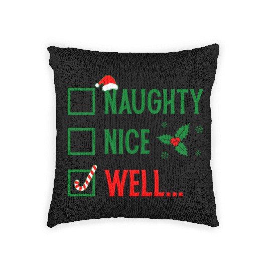 Naughty or Nice Funny Christmas Woven Pillows