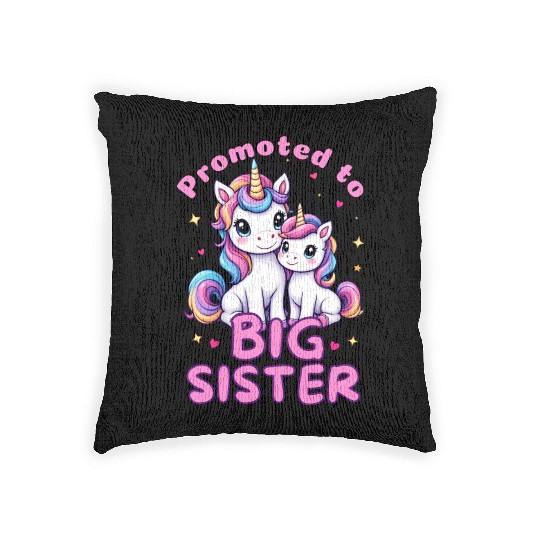 Promoted to Big Sister - Unicorn lover Woven Pillows