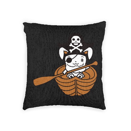 Rabbit Pirate Paddle Bunny Buccaneer Rowboat Comic Woven Pillows