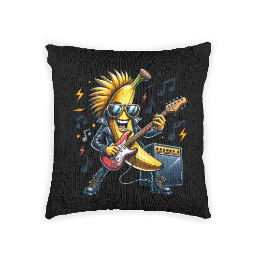 Rockin’ Banana Guitar Cool Vibes Woven Pillows