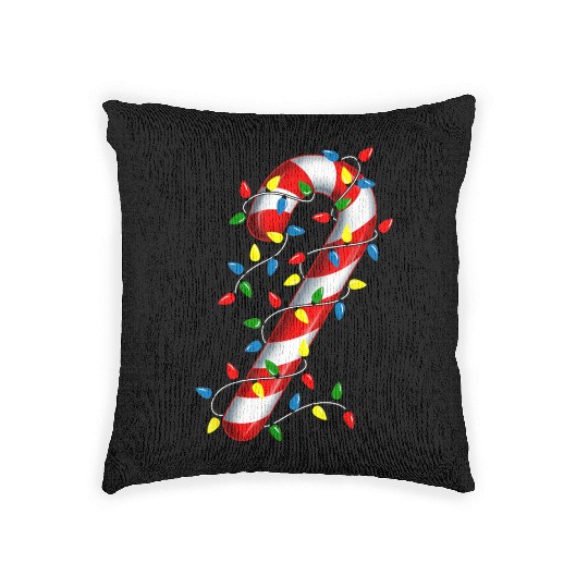 Candy Cane Merry and Bright Christmas Lights Candy Woven Pillows
