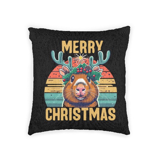 Funny Guinea Pig Christmas Woven Pillows