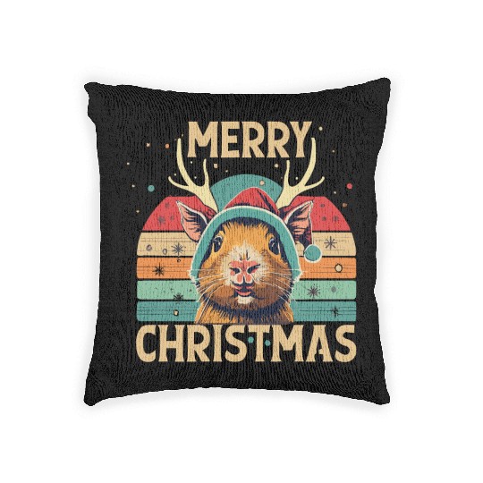 Funny Guinea Pig Christmas Reindeer Woven Pillows