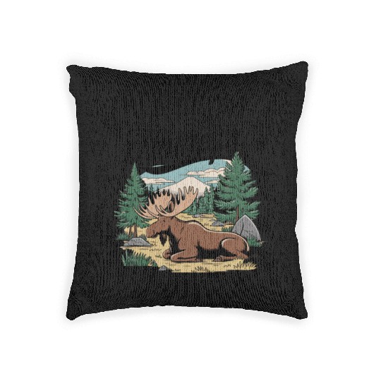 Moose in the Wild - Nature Therapy Graphic Woven Pillows