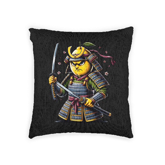 Samurai Lemon Warrior Blossom Art Woven Pillows