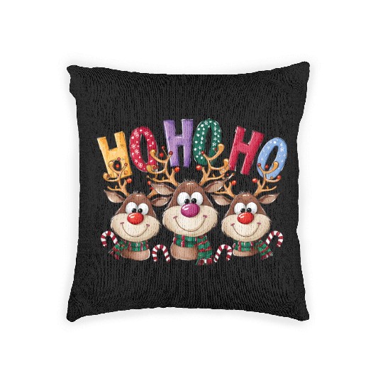 Ho Ho Ho Deer, Merry Christmas Woven Pillows