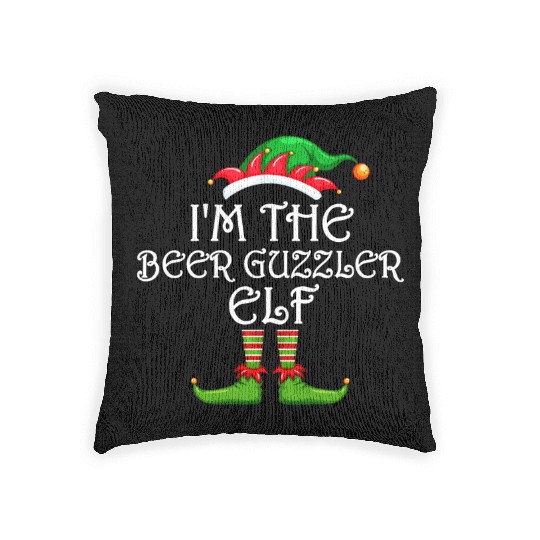 I'm The Beer Guzzler Elf Matching Family Christmas Woven Pillows