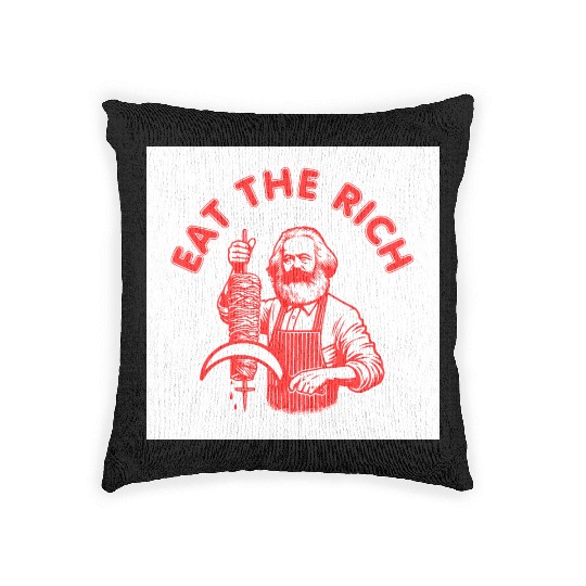 Eat the rich Karl Marx Eat Doner Kebab Rich Woven Pillows