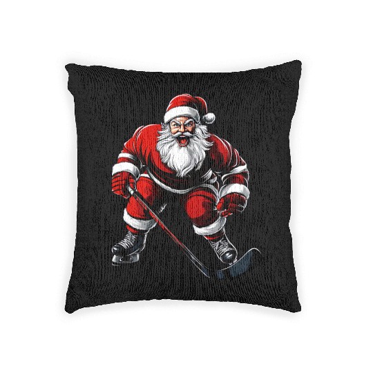 Ice hockey player Santa Claus Woven Pillows