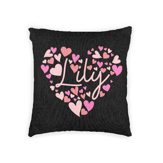 I love Lily hearts in Green Woven Pillows