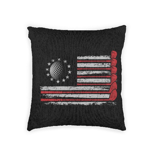 Patriotic American Golfer USA Flag Golf Club Golf Woven Pillows