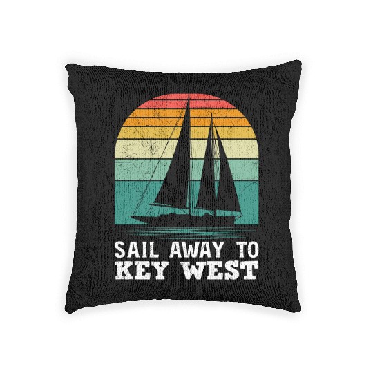 Florida SAIL AWAY TO KEY-WEST Florida Keys Woven Pillows